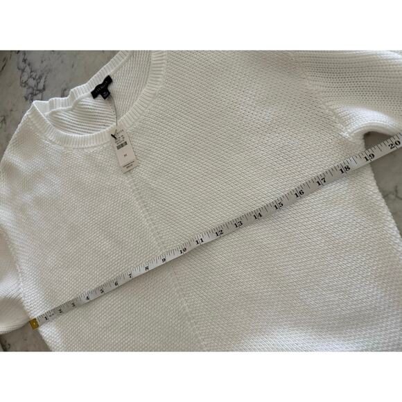 Talbots NEW White Pima Cotton Crew Long‎ Sleeve Knit Sweater- Medium - Picture 4 of 6